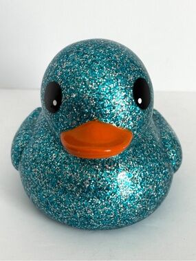 Ja-Ru Blue Dazzle Rubber Duckie 6" Sparkle Glitter Duck Toy, Floats In Water
